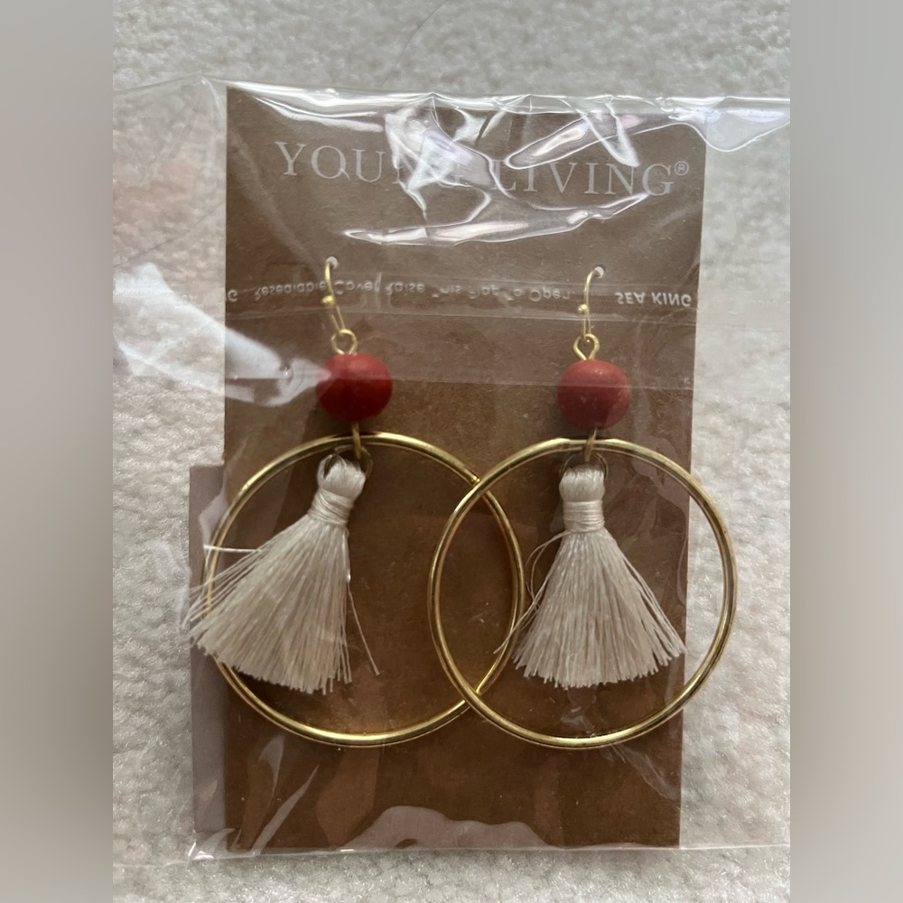 “Young Living “ Diffuser earrings in gold and terracotta color